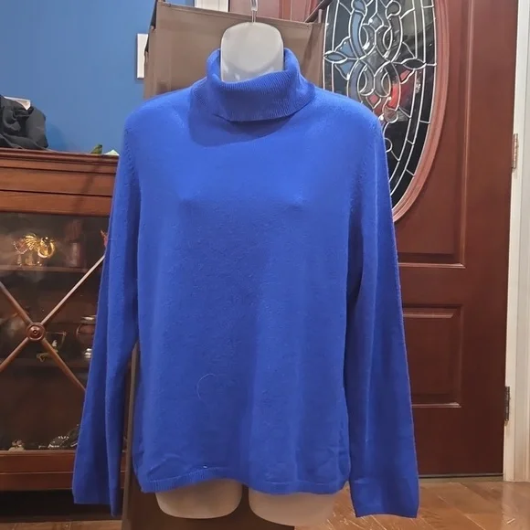 Charter Club Royal Blue 100% Cashmere Turtleneck Sweater, XL - Picture 2 of 7